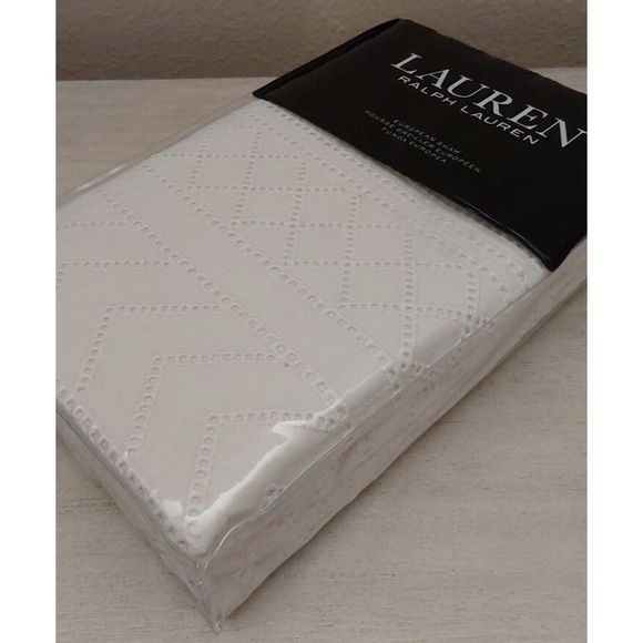 Ralph Lauren WILLA HEMSTITCH Cream Cotton Euro European Pillow Sham 26"x26" - Picture 3 of 10